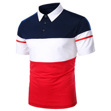 Load image into Gallery viewer, Men Polo Men Shirt Short Sleeve Polo Shirt Contrast Color Summer Streetwear
