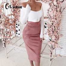 Load image into Gallery viewer, CNYISHE Midi High Waist Suede Pencil Skirts
