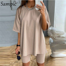 Load image into Gallery viewer, Sampic Fashion White Khaki Sexy Women Summer O Neck Outfit
