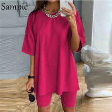 Load image into Gallery viewer, Sampic Fashion White Khaki Sexy Women Summer O Neck Outfit
