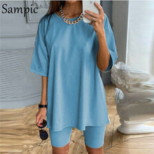 Load image into Gallery viewer, Sampic Fashion White Khaki Sexy Women Summer O Neck Outfit
