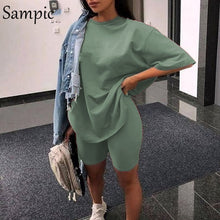 Load image into Gallery viewer, Sampic Fashion White Khaki Sexy Women Summer O Neck Outfit
