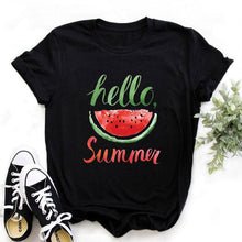 Load image into Gallery viewer, Women Print Letter Short Sleeve Cotton Tops Summer clothing
