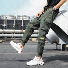 Load image into Gallery viewer, Men's Side Pockets Cargo Harem Pants 2020 Ribbons Black Hip Hop
