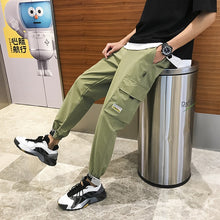 Load image into Gallery viewer, Men's Side Pockets Cargo Harem Pants 2020 Ribbons Black Hip Hop
