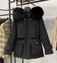 Load image into Gallery viewer, Natural Fur Hooded 90% White Duck Down Coat
