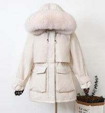 Load image into Gallery viewer, Natural Fur Hooded 90% White Duck Down Coat
