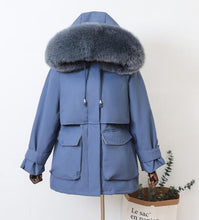 Load image into Gallery viewer, Natural Fur Hooded 90% White Duck Down Coat
