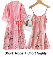 Load image into Gallery viewer, Women Rayon 2PCS Robe Set Lace Sexy Kimono Night Dress
