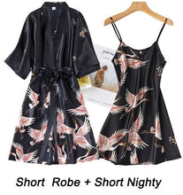 Load image into Gallery viewer, Women Rayon 2PCS Robe Set Lace Sexy Kimono Night Dress
