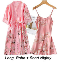 Load image into Gallery viewer, Women Rayon 2PCS Robe Set Lace Sexy Kimono Night Dress
