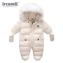 Load image into Gallery viewer, Ircomll Thick Warm Infant Baby Jumpsuit Hooded Inside Fleece Boy Girl Winter Autumn Overalls Children Outerwear Kids Snowsuit
