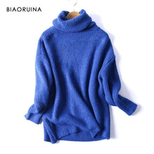Load image into Gallery viewer, BIAORUINA Women Oversize Basic Knitted Turtleneck Sweater
