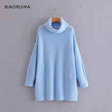 Load image into Gallery viewer, BIAORUINA Women Oversize Basic Knitted Turtleneck Sweater
