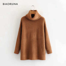Load image into Gallery viewer, BIAORUINA Women Oversize Basic Knitted Turtleneck Sweater
