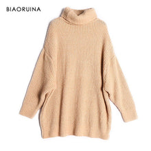 Load image into Gallery viewer, BIAORUINA Women Oversize Basic Knitted Turtleneck Sweater
