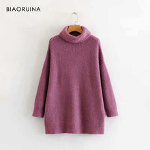 Load image into Gallery viewer, BIAORUINA Women Oversize Basic Knitted Turtleneck Sweater
