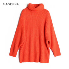 Load image into Gallery viewer, BIAORUINA Women Oversize Basic Knitted Turtleneck Sweater
