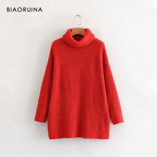 Load image into Gallery viewer, BIAORUINA Women Oversize Basic Knitted Turtleneck Sweater
