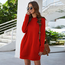 Load image into Gallery viewer, Leosoxs O Neck Long Sleeve Women's Sweatshirt Dress
