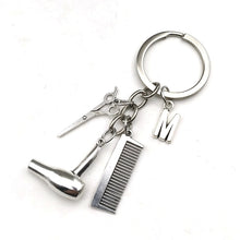 Load image into Gallery viewer, Hair stylist essential hair dryer scissors comb Decorative Keychains
