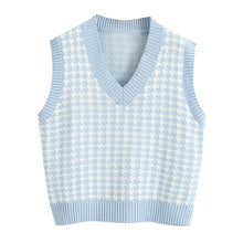 Load image into Gallery viewer, KPYTOMOA Women Oversized Houndstooth Knitted Vest Sweater

