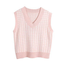 Load image into Gallery viewer, KPYTOMOA Women Oversized Houndstooth Knitted Vest Sweater

