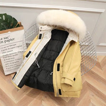 Load image into Gallery viewer, Natural Fur Hooded 90% White Duck Down Coat

