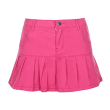 Load image into Gallery viewer, Rapcopter Women Jeans Skirts High Waist Pleated Zipper Mini
