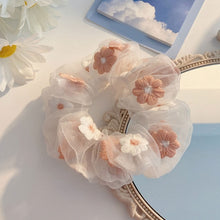 Load image into Gallery viewer, Sweet Embroidery Flowers Mesh Scrunchies Women
