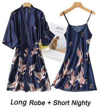 Load image into Gallery viewer, Women Rayon 2PCS Robe Set Lace Sexy Kimono Night Dress
