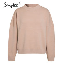 Load image into Gallery viewer, Simplee Women geometric khaki knitted sweater Houndstooth pullover
