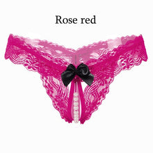Load image into Gallery viewer, Female Underwear Lace Seamless Thongs Women's Pants Sexy Pearl G-String  Women Crotchless Breathable Sleepwear Summer Cool
