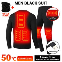 Load image into Gallery viewer, Winter Heated Underwear USB Battery Powered Fleece Thermal Heating
