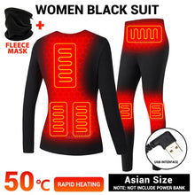Load image into Gallery viewer, Winter Heated Underwear USB Battery Powered Fleece Thermal Heating
