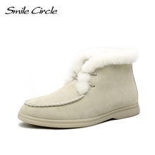 Load image into Gallery viewer, Smile Circle Women Snow Boots Natural fur Genuine Leather are Comfortable

