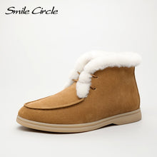 Load image into Gallery viewer, Smile Circle Women Snow Boots Natural fur Genuine Leather are Comfortable
