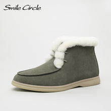 Load image into Gallery viewer, Smile Circle Women Snow Boots Natural fur Genuine Leather are Comfortable
