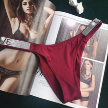 Load image into Gallery viewer, European Sexy Thong Pants Women's Diamond Thong Low Waist Sexy Panties Women's Traceless Briefs Ladies G-String Female Underwear
