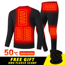 Load image into Gallery viewer, Winter Heated Underwear USB Battery Powered Fleece Thermal Heating

