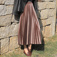 Load image into Gallery viewer, Pleated Long Skirt Women  Korean Velvet High Waist
