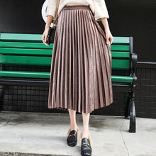 Load image into Gallery viewer, Pleated Long Skirt Women  Korean Velvet High Waist

