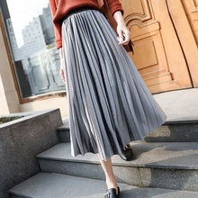 Load image into Gallery viewer, Pleated Long Skirt Women  Korean Velvet High Waist

