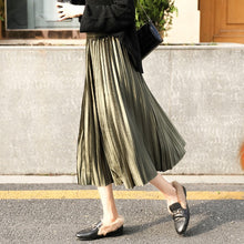 Load image into Gallery viewer, Pleated Long Skirt Women  Korean Velvet High Waist
