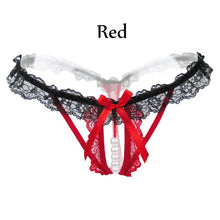 Load image into Gallery viewer, Female Underwear Lace Seamless Thongs Women's Pants Sexy Pearl G-String  Women Crotchless Breathable Sleepwear Summer Cool
