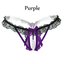 Load image into Gallery viewer, Female Underwear Lace Seamless Thongs Women's Pants Sexy Pearl G-String  Women Crotchless Breathable Sleepwear Summer Cool
