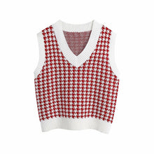 Load image into Gallery viewer, KPYTOMOA Women Oversized Houndstooth Knitted Vest Sweater
