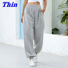 Load image into Gallery viewer, Women Baggy Gray Sports Jogging Pants Wide Leg Oversized Streetwear
