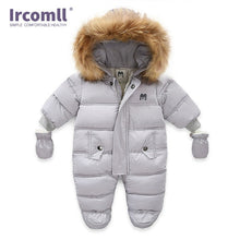 Load image into Gallery viewer, Ircomll Thick Warm Infant Baby Jumpsuit Hooded Inside Fleece Boy Girl Winter Autumn Overalls Children Outerwear Kids Snowsuit
