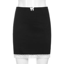 Load image into Gallery viewer, ALL Neon E-girl Sweet Bow Lace Trim Black Skirts
